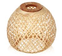 Abat-jour Suspendu en Rotin Bambou, Lumière Douce pour Plafonnier | Finition Beige Naturelle, Tressage Délicat, Ouverture Supérieure 4cm, pour Lampes au Plafond