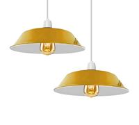 Abat-jour suspendu rétro facile à installer de 36 cm de LEDSone, abat-jour suspendu facile à installer, divers types d'abat-jour d'intérieur de style (Jaune 2Pack)