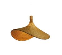 Abat Jour Suspension en rotin, guirlande lumineuse avec cordon, abat-jour panier à intensité variable, luminaire brancher au plafond corde de chanvre(3000K)