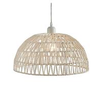 Abat Jour Suspensions en corde de chanvre tressée, style maison d'hôtes, restaurant champêtre, salon de thé, auberge, bar, chambre, rotin, éclairage intérieur, style tendance(White,22X13cm)