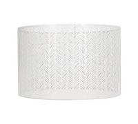 Abat-Jour Tambour, 9,8 x 6,3 Pouces, design Creux Sculpté en Fer Gravé, Abat-Jour avec Motif de Feuilles pour Lampe de Table E27 E14, Lampadaire, Suspension (Blanche)