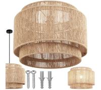 Abat-jour - TECTAKE - Suspension en fibre naturelle LIGNEA LUX et structure en acier au style bohème 40W - 46 x 32 cm
