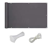 Abat-jour ventilé résistant aux intempéries pour balcon, cour, terrasse et jardin, gris foncé avec cordes de montage pour l'intimité et la protection en extérieur 1 x 5 m