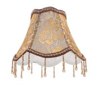 abat-jour Victorien en Tissu avec Perles et Pompons Diamètre 25 CM abat-jour de Lampadaire et Lampe de Chevet Compatible Rétro Fleuri pour Salon et Chambre Design