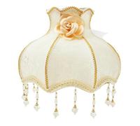 Abat-jour vintage en tissu léger avec pompons et perles, idéal for une table de chevet ou un bureau Pour Lampes de Table, Lampadaires et Plafonniers