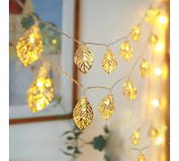 Abat-jour Vintage Guirlande Lumineuse,KINGCOO 10FT 20LED Rose Métal Lanterne Cage Batterie Alimenté Décorative Lumineuse pour Home Patio Chambre Jardin Noce Intérieure (Feuilles)