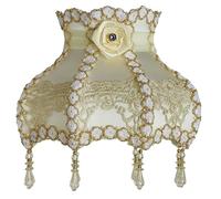 Abat-jour vintage pour lampe de table Accueil abat-jour Vintage tissu perles dentelle florale applique lampe de Table lampadaire couverture(Color7)
