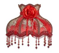 Abat-jour vintage pour lampe de table Accueil abat-jour Vintage tissu perles dentelle florale applique lampe de Table lampadaire couverture(Color10)