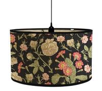 Abat-jour vintage, teintes de table à tambour rond, ombre de plafond bambou 12x8 pouces, E27 Flower Flower pour les plafonniers, chambre à coucher, étude, couloirs ombre lumineuse