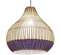 Abat-Jour Violet Unique pour Cuisine, Suspension en Bambou tressé à la Main, luminaire Suspendu de Style vietnamien, Lustre Fait Main pour Bar, café, Salon