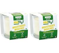 ABATOUT - Bougie Répulsive Anti Moustiques et Mouches - Au Géraniol - Non Odorante - Jusqu'à 20h d'utilisation - 100 g (Lot de 2)