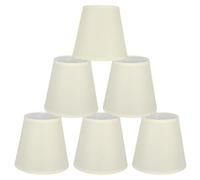 Abats-Jour de Lampe en Tissu Blanc,Petits Abats-Jour de Lampe,Lot de 6 Clips Monture de Bougie,abat jour pour Lustre en Cristal, abat-jours E14 pour table de chevet, Bougeoir Lampe de Chevet,9x14x13cm