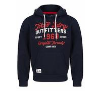 Abatt Motif Brushback Fleece Pullover Hoodie in Sky Captain Navy - Tokyo Laundry - L