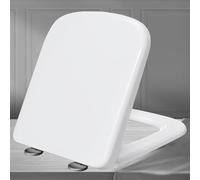 Abattant de Toilette à Fermeture amortie, Blanc, carré, rectangulaire, en Plastique, Couvercle Standard à dégagement Rapide avec butées antidérapantes (34 * 45 cm)