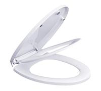 Abattant de toilette à fermeture douce avec réducteur de toilettes intégré, couvercle de toilette 2 en 1 à fermeture amortie, design ergonomique amovible, abattant allongé en plastique PP, 41 x 32,5