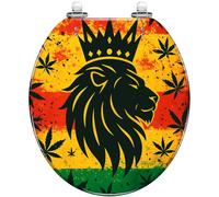 Abattant de toilette à motif Rasta Lion avec fermeture silencieuse pour | Abattant de toilette décoratif orné d'un lion rasta, conçu avec un système de fermeture silencieuse pour une utilisation