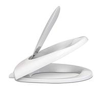 Abattant de toilette allongé 2 en 1 avec fermeture douce et réducteur de toilettes intégré, design ovale ergonomique, convient pour la salle de bain, la maison, l'école et les centres commerciaux, bl