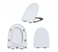 Abattant de Toilette allongé à Fermeture Douce avec Couvercle, Installation Facile, Plastique, Blanc, Compatible avec Les Toilettes allongées ou ovales, 02N