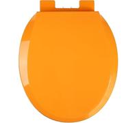 Abattant de toilette allongé de couleur en forme de O/U/V avec couvercle en polypropylène à fermeture douce et silencieuse, facile à installer et à nettoyer (ovale, orange)