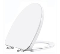 Abattant de toilette allongé en forme de D - Libération rapide, facile à nettoyer, ne claque pas, idéal pour améliorer la salle de bain et confort pour toilettes standard
