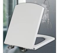 Abattant de Toilette Blanc à Fermeture amortie et Ouverture Rapide, Forme carrée, pour Salle de Bain, Blanc - 39,5 à 46,5 x 34,5 cm