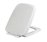 Abattant de Toilette carré Blanc à Fermeture Douce et à dégagement Rapide, charnières réglables Top Fix, Installation Facile, Design antidérapant, modèle 06b