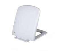 Abattant de Toilette carré Blanc à Fermeture Douce et à dégagement Rapide, charnières réglables Top Fix, Installation Facile, Design antidérapant, modèle 06b