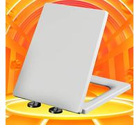 Abattant de Toilette carré de Luxe à Fermeture amortie, Fixation par Le Haut, Blanc, Facile à Installer et à Nettoyer, 40-45 cm x 34,5 cm.