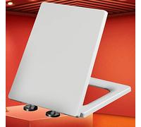 Abattant de Toilette carré de Luxe à Fermeture amortie, Fixation par Le Haut, Blanc, Facile à Installer et à Nettoyer, 40-45 cm x 34,5 cm.