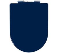 Abattant de Toilette coloré en Forme de D avec Fermeture Douce et charnières réglables, Bleu Marine, matériau PP, Montage et Nettoyage faciles, système de démontage Rapide (Bleu Marine).