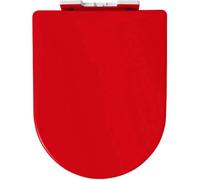 Abattant de Toilette coloré en Forme de D avec Fermeture Douce et charnières réglables, Bleu Marine, matériau PP, Montage et Nettoyage faciles, système de démontage Rapide (Rouge).