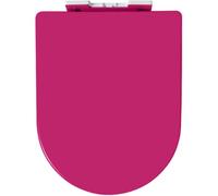 Abattant de Toilette coloré en Forme de D avec Fermeture Douce et charnières réglables, Bleu Marine, matériau PP, Montage et Nettoyage faciles, système de démontage Rapide (Rose).