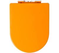 Abattant de Toilette coloré en Forme de D avec Fermeture Douce et charnières réglables, Bleu Marine, matériau PP, Montage et Nettoyage faciles, système de démontage Rapide (Orange).