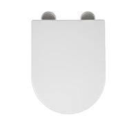 Abattant de toilette en forme de D à fermeture amortie - Durable et épais en polypropylène antidérapant, dégagement rapide, facile à installer et à nettoyer, s'adapte à la plupart des toilettes D