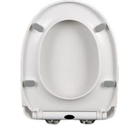 Abattant De Toilette en Forme De D À Fermeture Amortie, Système De Démontage Rapide, Charnières Réglables en Acier Inoxydable, Matériau PP Blanc Durable (34.5 * 42cm)