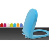 Abattant de toilette en forme de D avec fermeture amortie et libération rapide, en polypropylène robuste, taille standard, nettoyage facile (bleu ciel)