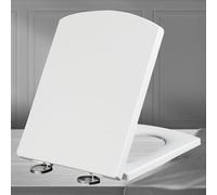 Abattant de Toilette Familial carré, Couvercle de Toilette à Fermeture Douce avec butées antidérapantes et Fixations supérieures
