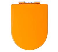 Abattant de toilette robuste à fermeture amortie - Ouverture rapide, design ergonomique avec charnières réglables, indispensable pour la salle de bain familial, 6 couleurs (orange)