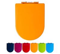 Abattant de Toilette Robuste à Fermeture Douce avec Couvercle Universel réglable à Fermeture Lente et à dégagement Rapide pour Un Nettoyage Facile. Couleurs Disponibles : Rouge, Orange, Bleu Marine