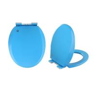 Abattant de toilette rond en plastique à fermeture douce avec couvercle coloré et charnières à dégagement rapide, bleu marine