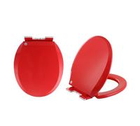 Abattant de toilette rond en plastique à fermeture douce avec couvercle coloré et charnières à dégagement rapide, bleu marine
