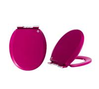 Abattant de toilette rond en plastique à fermeture douce avec couvercle coloré et charnières à dégagement rapide, bleu marine