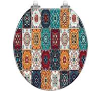 Abattant de Toilette Rond en résine Marine, orné de Perles Bleues et Vertes, de Coquillages et de Vagues, avec Couvercle décoratif et charnières à Fermeture silencieuse et à dégagement Rapide. Facil