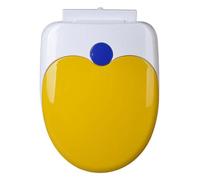 Abattant de Toilette Rond Vert avec réducteur de Toilettes intégré pour Tout-Petits et Adultes, Couvercle à Fermeture Douce Ergonomique, Design Peu encombrant (Ovale Jaune)