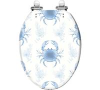 Abattant de toilettes allongé pour décor côtier | Charnières à fermeture silencieuse, charnières à dégagement rapide, design sans joint, facile à nettoyer, avec couvercle,