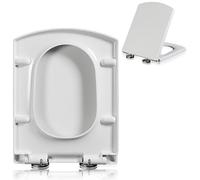 Abattant De WC À Fermeture Amortie, Couvercle De WC Blanc Avec Charnière Réglable À 360°, Fixation Par Le Haut Et Nettoyage Facile, Siège De Toilette Carré À Démontage Rapide, 03B - 34,5 x 43 cm