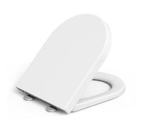 Abattant de WC avec système d'abaissement automatique - Montage facile - Fonction de libération rapide - En Duroplast UF - D - Blanc - En forme de D - Amovible - Avec charnières réglables