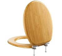 Abattant de WC en bois avec système d'abaissement automatique - En bambou et MDF en forme de O - Antibactérien - Softclose - Charge maximale : 175 kg
