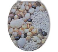 Abattant de WC - KAI - Design Galets - MDF - 43,7 x 37,8 cm - Universel - Entraxe de fixation universelle