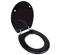 Abattant de WC universel avec couvercle en MDF noir, résistant, charnières en zinc chromé, réglable de 12 à 20 cm, convient à toutes les toilettes courantes, simple